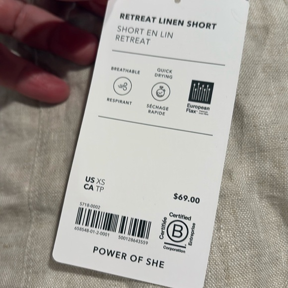 NWT Athleta Retreat Linen Undyed Shorts Size XS (#658548) - Picture 7 of 8